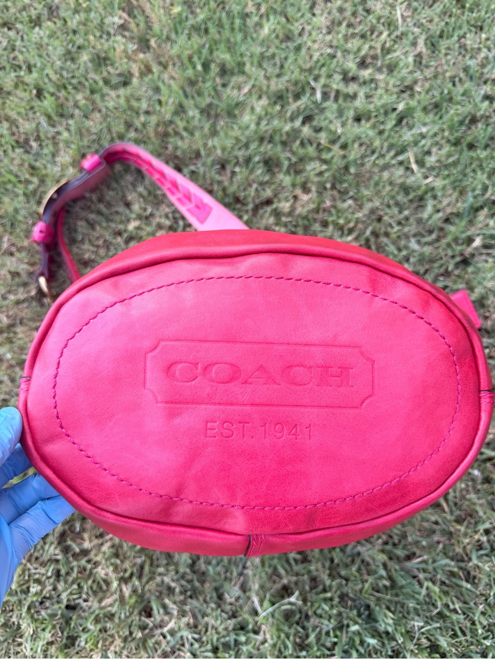 Vintage Y2K Coach #11423 Bleecker Tattersall Large Hot Pink Bucket Bag with - Picture 8 of 16